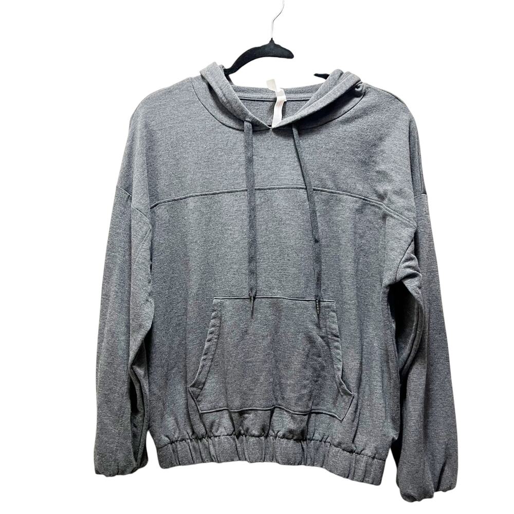 Adrienne Vittadini Sport Sweatshirt Hoodie Jacket Gray Long Sleeve Pullover Sz L